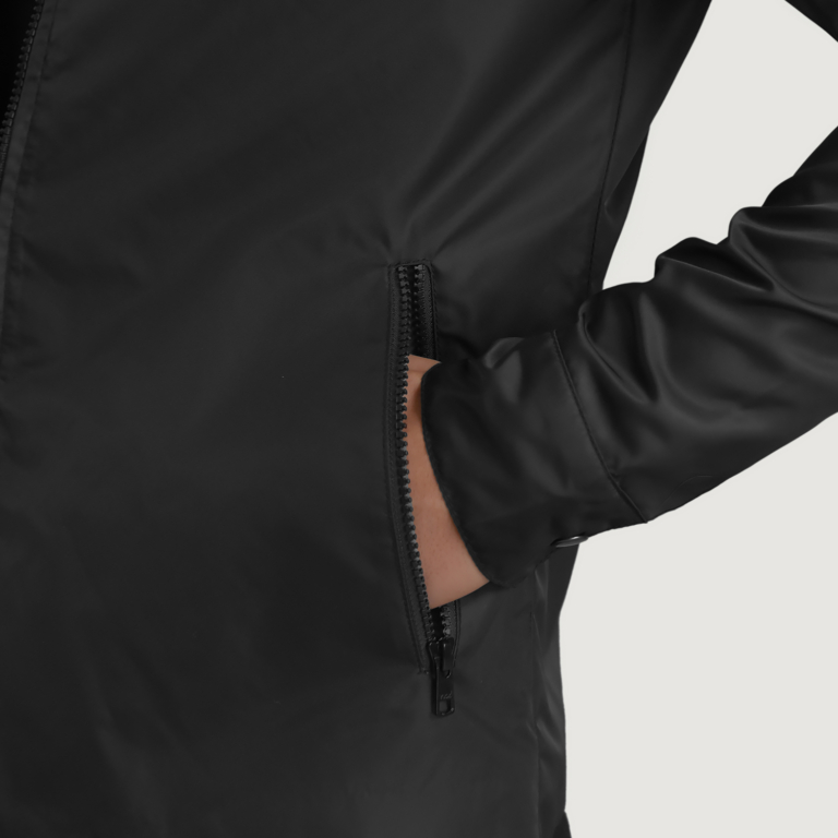 Mens Wesley Black Hooded Windbreaker Jacket Close-Up-9-1698748863772
